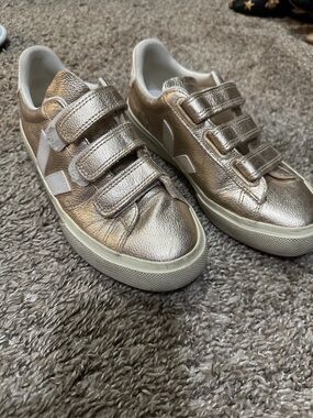 Metallic Rose Gold Velcro Sneakers